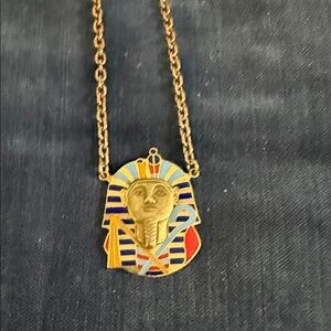 Gold and Blue Pharaoh Pendant Necklace